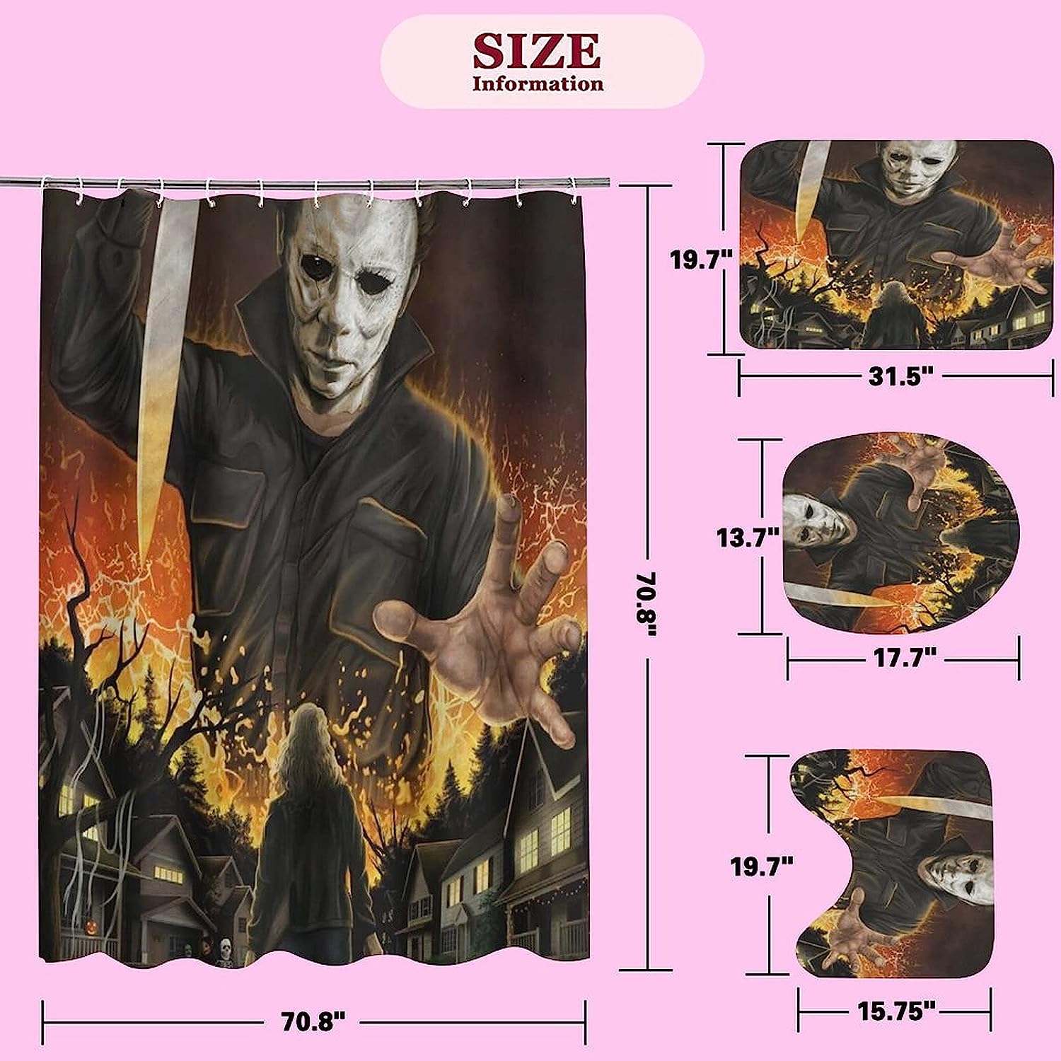 Halloween Shower Curtain With Absorbent, Waterproof Fabric For Scary Bathroom Decor - Image 2