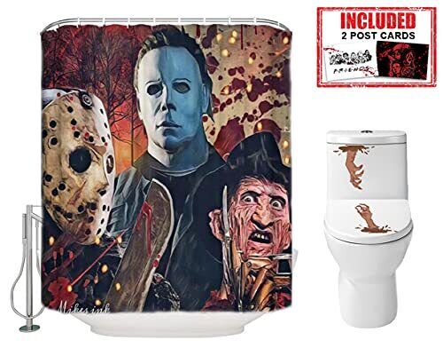 Halloween Shower Curtain With Freddy, Jason And Michael Myers
