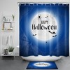 Halloween Shower Curtain with Blue Sky Moon and Spider Web Design for an Eerie Vibe