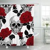 Halloween Skull and Flowers Shower Curtain for a Spooky and Romantic Bathroom