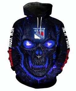 Halloween Skulls Pullover - All Over Print Hoodie For New York Rangers Fans 