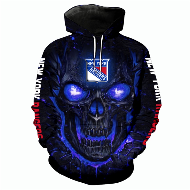 Halloween Skulls Pullover - All Over Print Hoodie For New York Rangers Fans