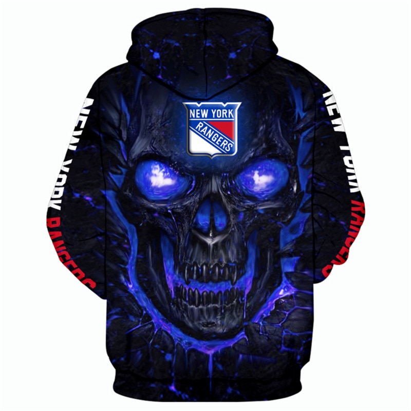 Halloween Skulls Pullover - All Over Print Hoodie For New York Rangers Fans