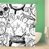 Halloween The Witch Cauldron Skull Leaves Pumpkin Mushrooms Cartoon Shower Curtain with Bathroom Decoration by Topyee