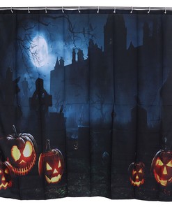 Halloween Themed Pumpkin Pattern Shower Curtain - Waterproof Fabric Bathroom Decoration