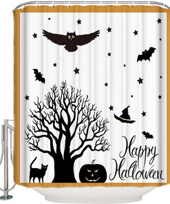 Halloween Themed Shower Curtain: Waterproof And Washable For Bathroom Decor