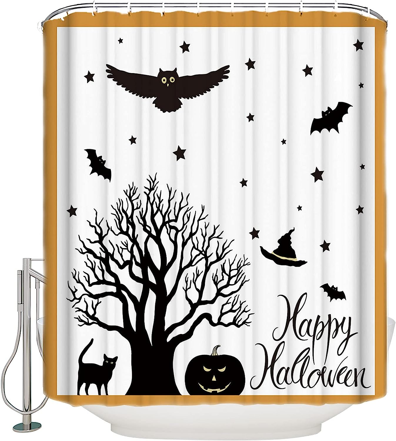 Halloween Themed Shower Curtain: Waterproof And Washable For Bathroom Decor
