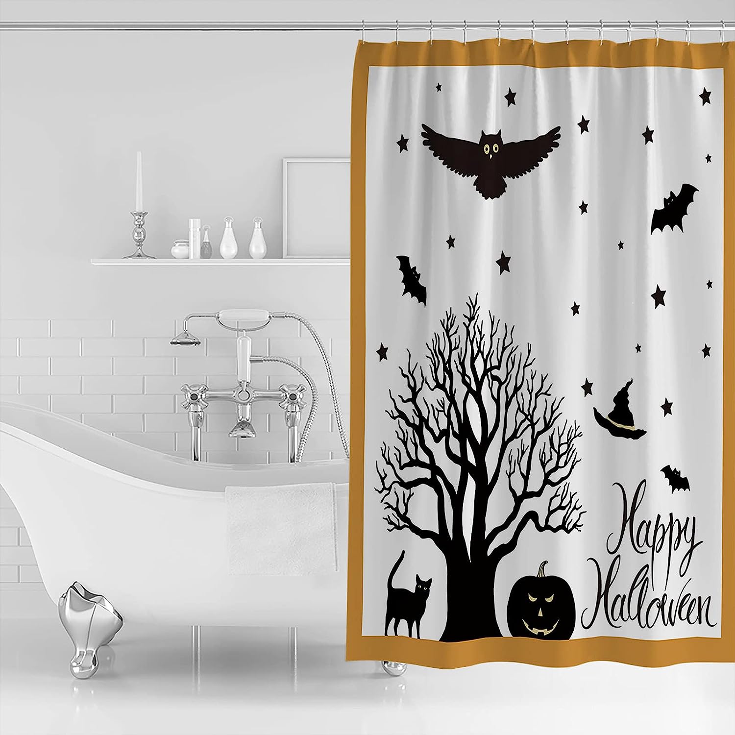 Halloween Themed Shower Curtain: Waterproof And Washable For Bathroom Decor - Image 2