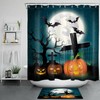 Halloween Tombstone Horror Shower Curtain - Moon And Bats Design For Bathroom Decor