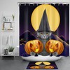 Halloween Witch Hat, Cat And Pumpkin Lantern Shower Curtain - Waterproof Fabric Bathroom Decor