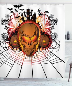 Halloween Witch Print Shower Curtain For Bathroom - Waterproof Fabric Decoration