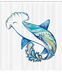 Hammer Head Shark Marine Shower Curtain Ocean Print for Bathroom
