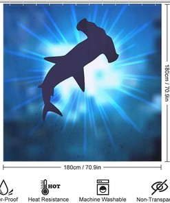 Hammerhead Shark Shower Curtain - Waterproof Bath Fabric Decoration For Bathroom