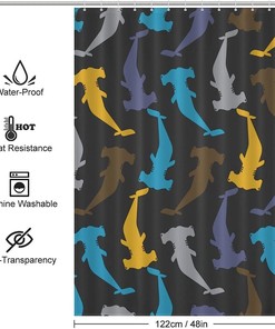 Hammerhead Sharks Soft Bathroom Shower Curtain - Lightweight Cloth Bath Decoration