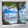 Hammock Beach Shower Curtain - Window Sea View Bathroom Decoration Artwork