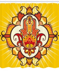 Hamsa Shower Curtain - Sun Aura Energy Print For Bathroom Decor