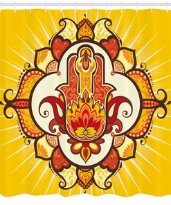 Hamsa Shower Curtain - Sun Aura Energy Print For Bathroom Decor