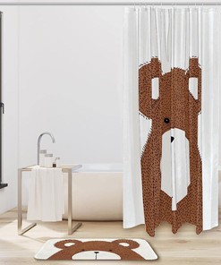 Hand Drawn Bear Design Waterproof Shower Curtain for Your Bathroom