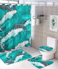 Hand Drawn Dolphin Shower Curtain for Bathroom - Unique Shower Curtain Decor for Nature Lovers