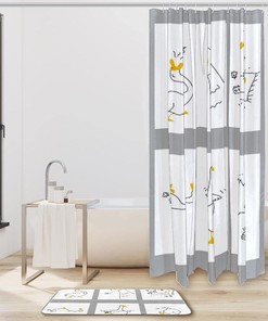 Hand Drawn Ducks Shower Curtain - Waterproof Fabric Bathroom Decoration