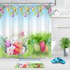 Hand Drawn Easter Eggs Rabbit Carrots Grass Shower Curtain - Bathroom Decoration For Holiday