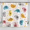 Hand Drawn Elephants With Hearts Art Shower Curtain - Stars And Colorful Illustration For Bathroom