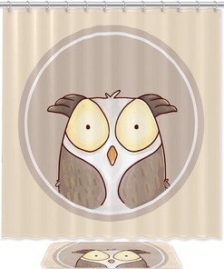 Hand Drawn Forest Animals Owl Shower Curtain - Waterproof Fabric Bathroom Decoration