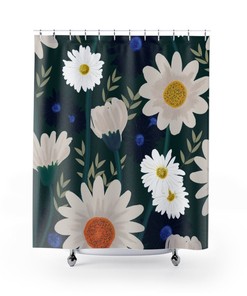 Hand Drawn Garden Flowers Daisies Shower Curtain - Lovely Housewarming Gift
