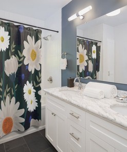 Hand Drawn Garden Flowers Daisies Shower Curtain - Lovely Housewarming Gift