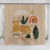 Hand Drawn Jungle Leopard Art Shower Curtain - Abstract And Colourful Illustration For Bathroom