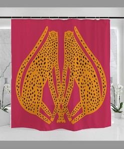 Hand Drawn Leopards Hot Pink Shower Curtain - Animal Print Housewarming Gift Idea