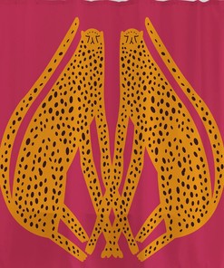 Hand Drawn Leopards Hot Pink Shower Curtain - Animal Print Housewarming Gift Idea
