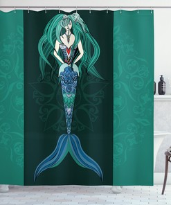 Hand Drawn Mermaid Mandala Shower Curtain for Serene Bathroom Decor