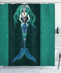 Hand Drawn Mermaid Mandala Shower Curtain for Serene Bathroom Decor