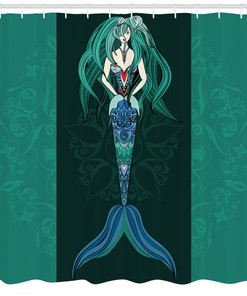 Hand Drawn Mermaid Mandala Shower Curtain for Serene Bathroom Decor