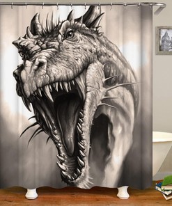 Hand Drawn Monster Dragon Painting Shower Curtain