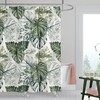 Hand Drawn Monstera Leaf Bath Curtain With Green Leaves For Your Unique Bathroom 