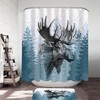 Hand Drawn Moose Wildlife Shower Curtain for Bathroom