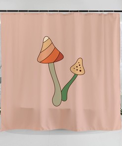 Hand Drawn Mushroom Art Illustration Shower Curtain For Bathroom