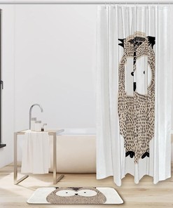 Hand Drawn Owl Design Waterproof Shower Curtain for Your Bathroom