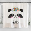 Hand Drawn Panda Bear Floral Wreath Art Shower Curtain - Childish And Colorful Illustration For Bathroom