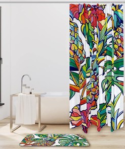 Hand Drawn Pineapple Shower Curtain - Colorful And Waterproof Fabric Bathroom Decor