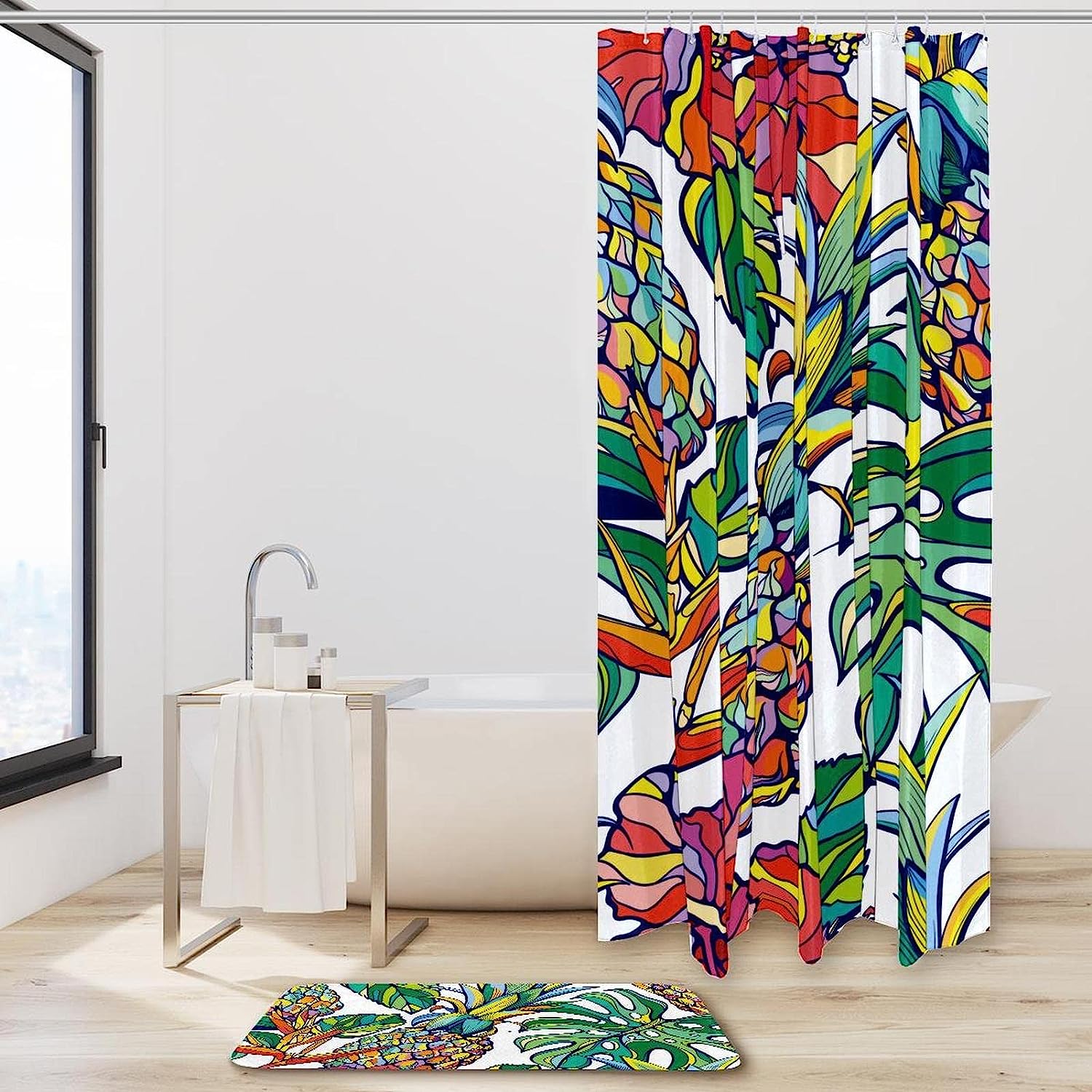 Hand Drawn Pineapple Shower Curtain - Colorful And Waterproof Fabric Bathroom Decor
