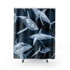 Hand Drawn Shark Design Print Shower Curtain, Contemporary Background for Bathroom Decor