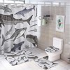 Hand Drawn Sharks Shower Curtain for Bathroom - Creative Shower Curtain Design for Underwater Theme