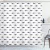 Hand Drawn Sketchy Sealife Schoal Of Fish And Whales Dolphins Artwork Ocean Shower Curtain For Bathroom