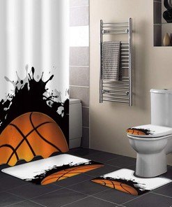 Hand Painting Basketball Printing Restroom Shower Curtains