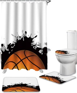 Hand Painting Basketball Printing Restroom Shower Curtains