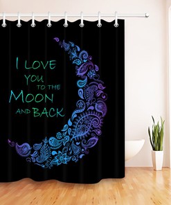 Hand-Drawn Moon Flowers Paisley Design Waterproof Fabric Shower Curtain