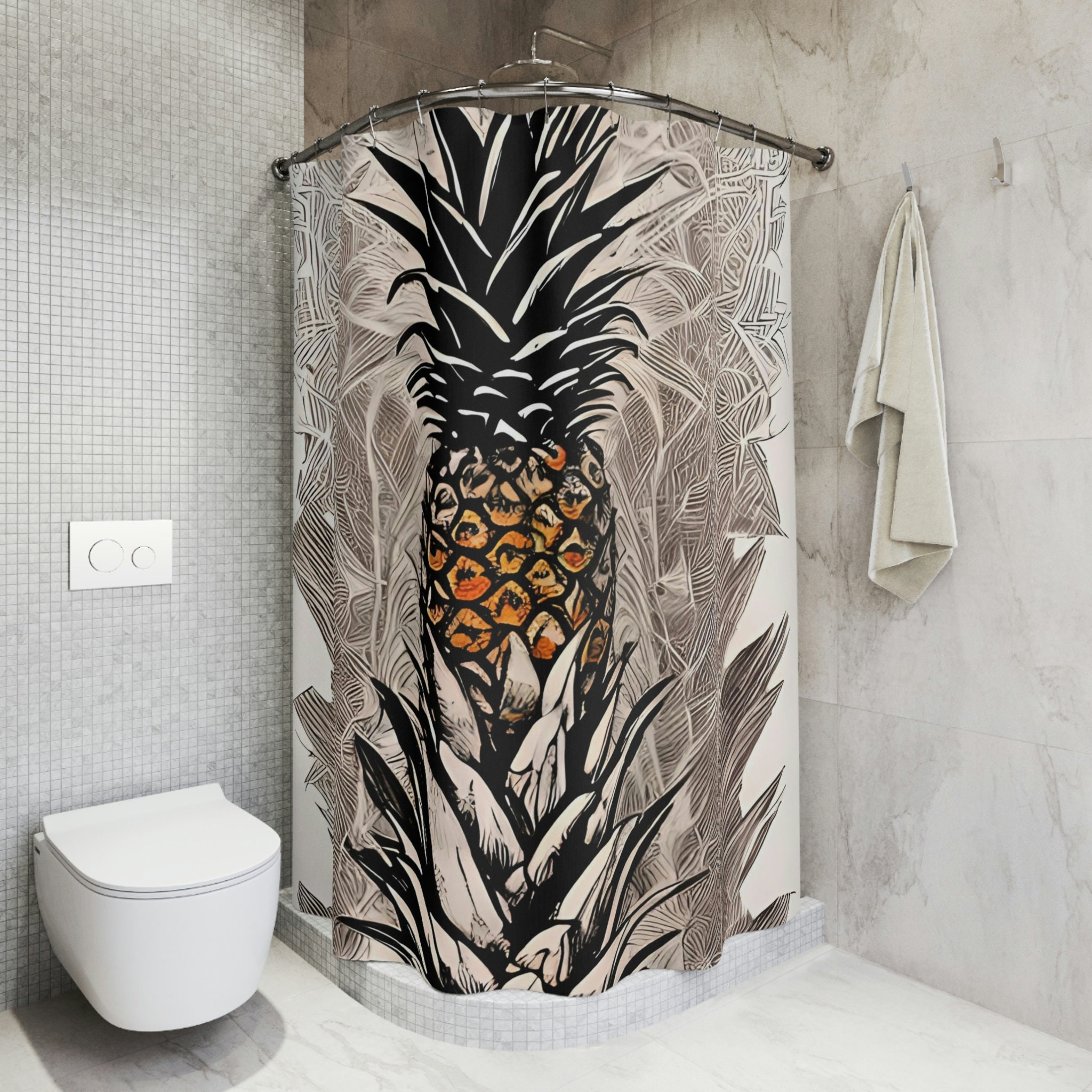 Hand-Drawn Plants Greenhouse Botanical Print Shower Curtain